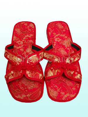 Butterfly Knotting Brocade Slippers